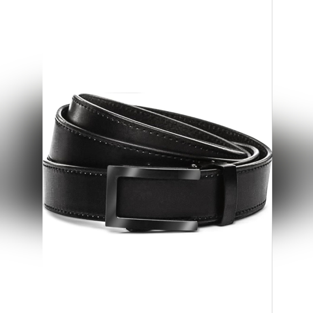 Handcrafted Mens Ratchet Dress Belt Customizable Fit, Matte Black
